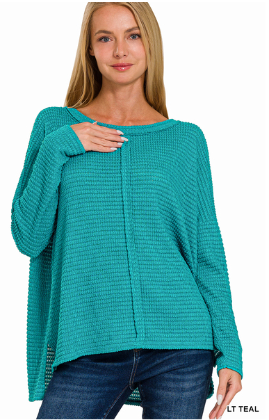 Center Seam Waffle Knit Top