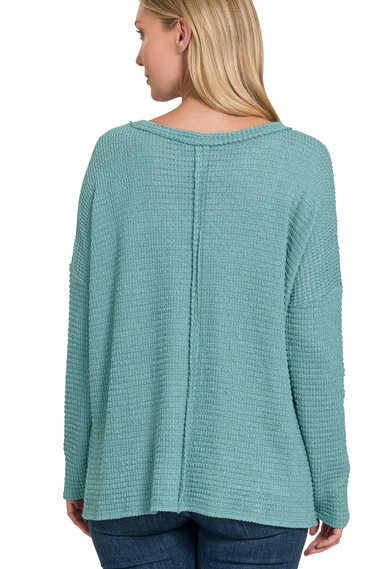 Center Seam Waffle Knit Top